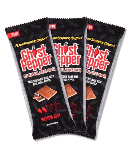Flamethrower Candy's Ghost Pepper Chocolate Bar- Milk Chocolate-3 Pack